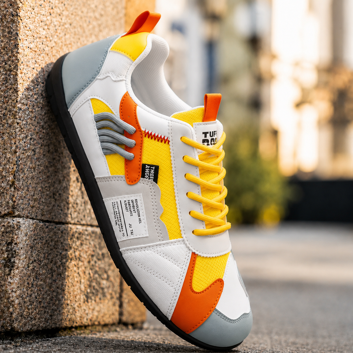 Jasper - Retro heren sneakers met veters en contrasterende details