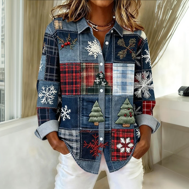 Giselianne - Feestelijke Patchwork Blouse