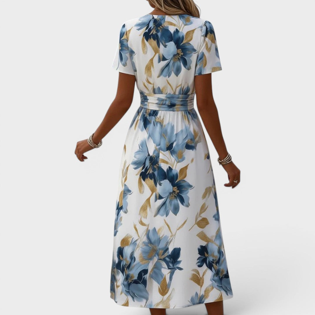 Havienne - Midi jurk voor vrouwen met bloemenprint en wikkelhals