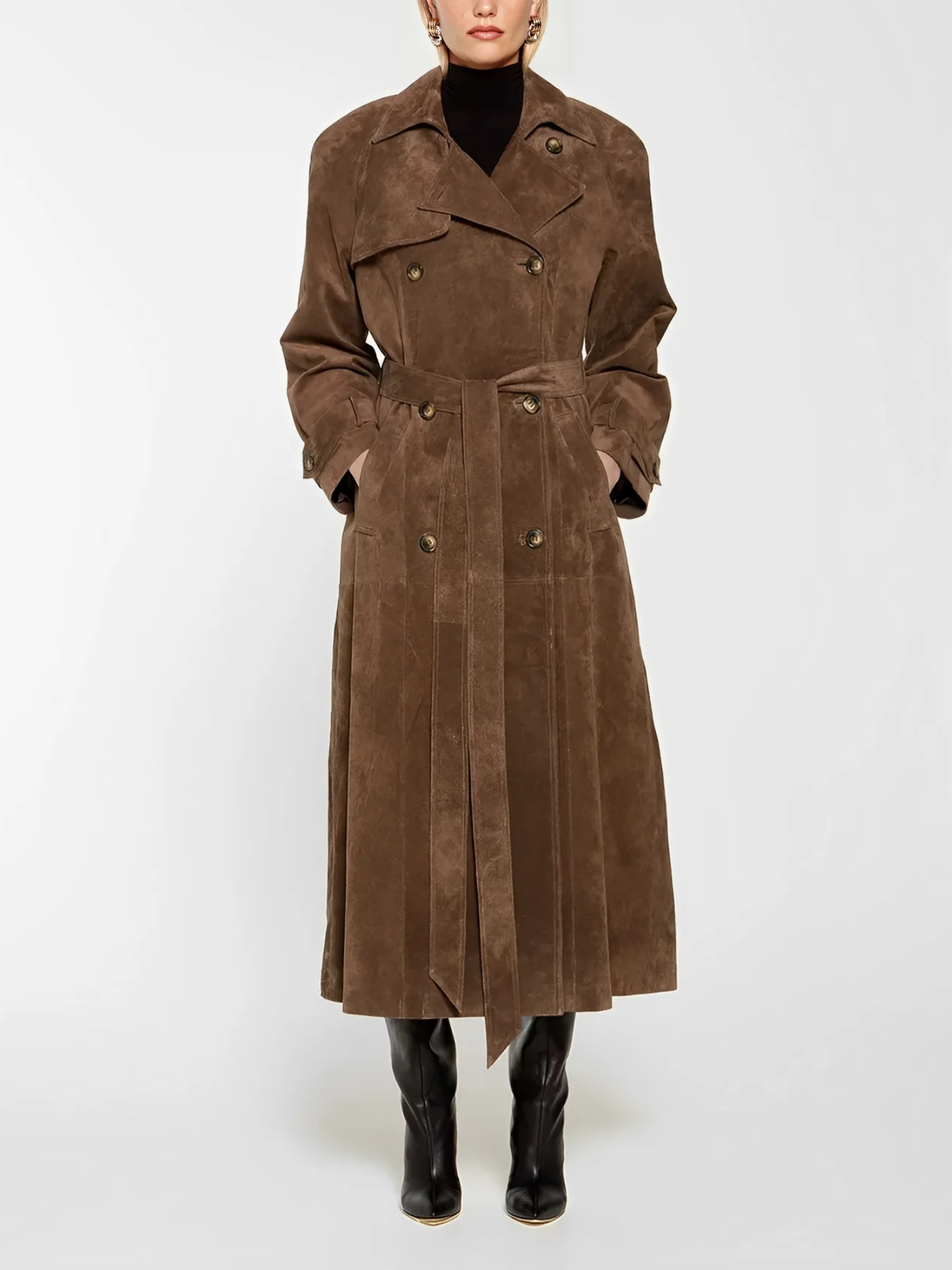 Cléore - Elegante suède Trench Coat voor dames