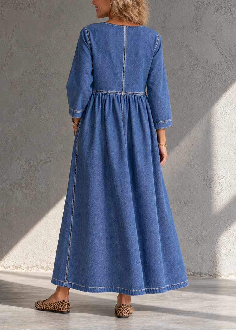 Beatrijs - Midi jurk voor dames in vintage denim