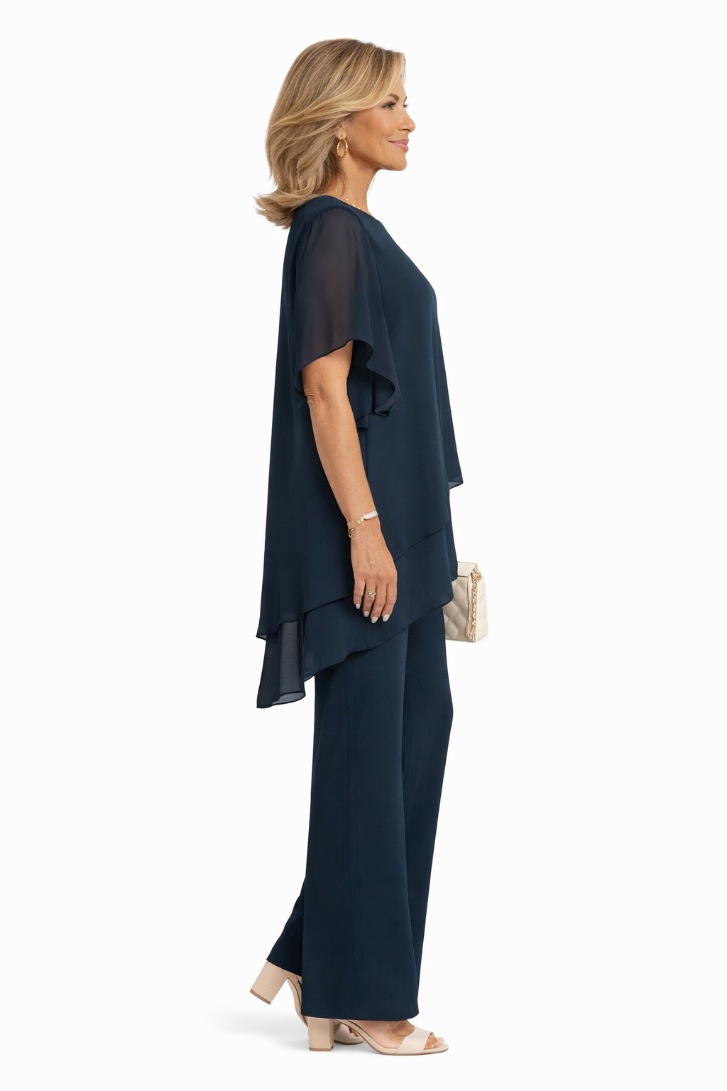 Avelonix - Vrouwen tweedelig ensemble elegante vloeiende brede broek avond