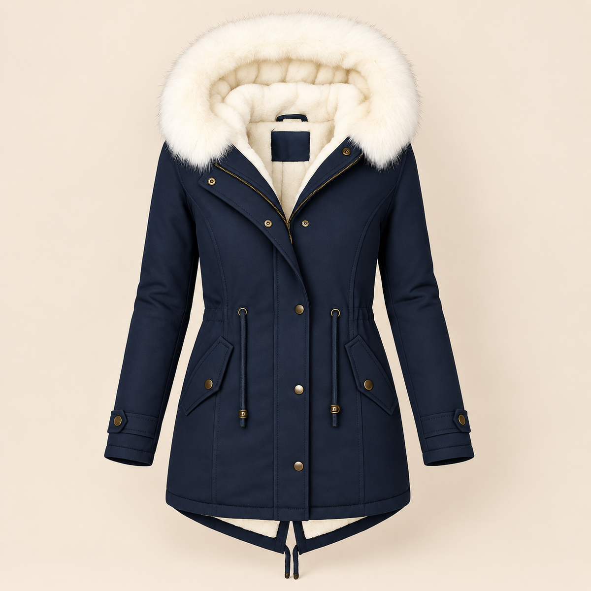 Charline - Lange parka voor dames met capuchon en verstelbare taille