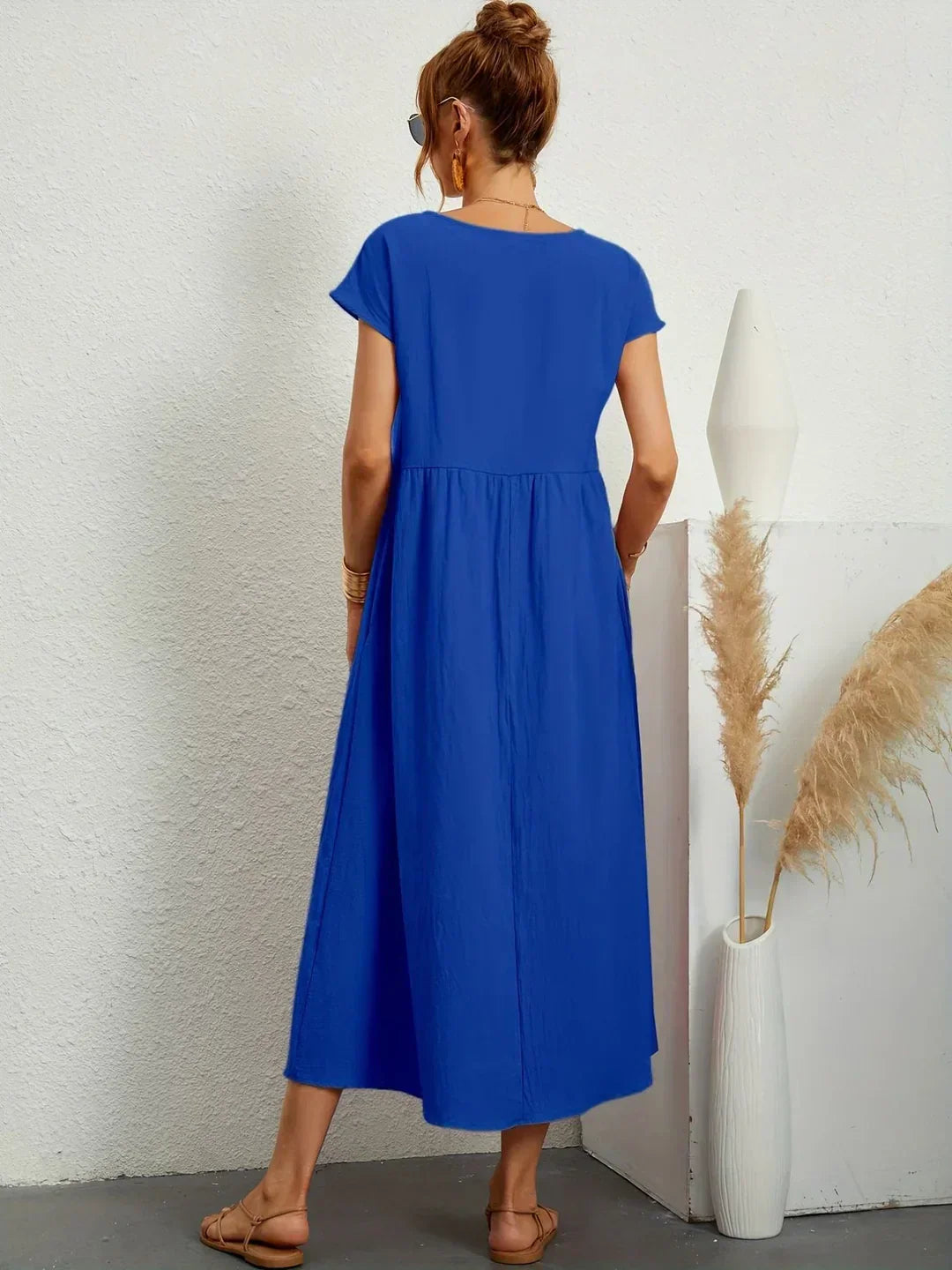 Quessara - Casual Midi Jurk met Vloeiende Snit