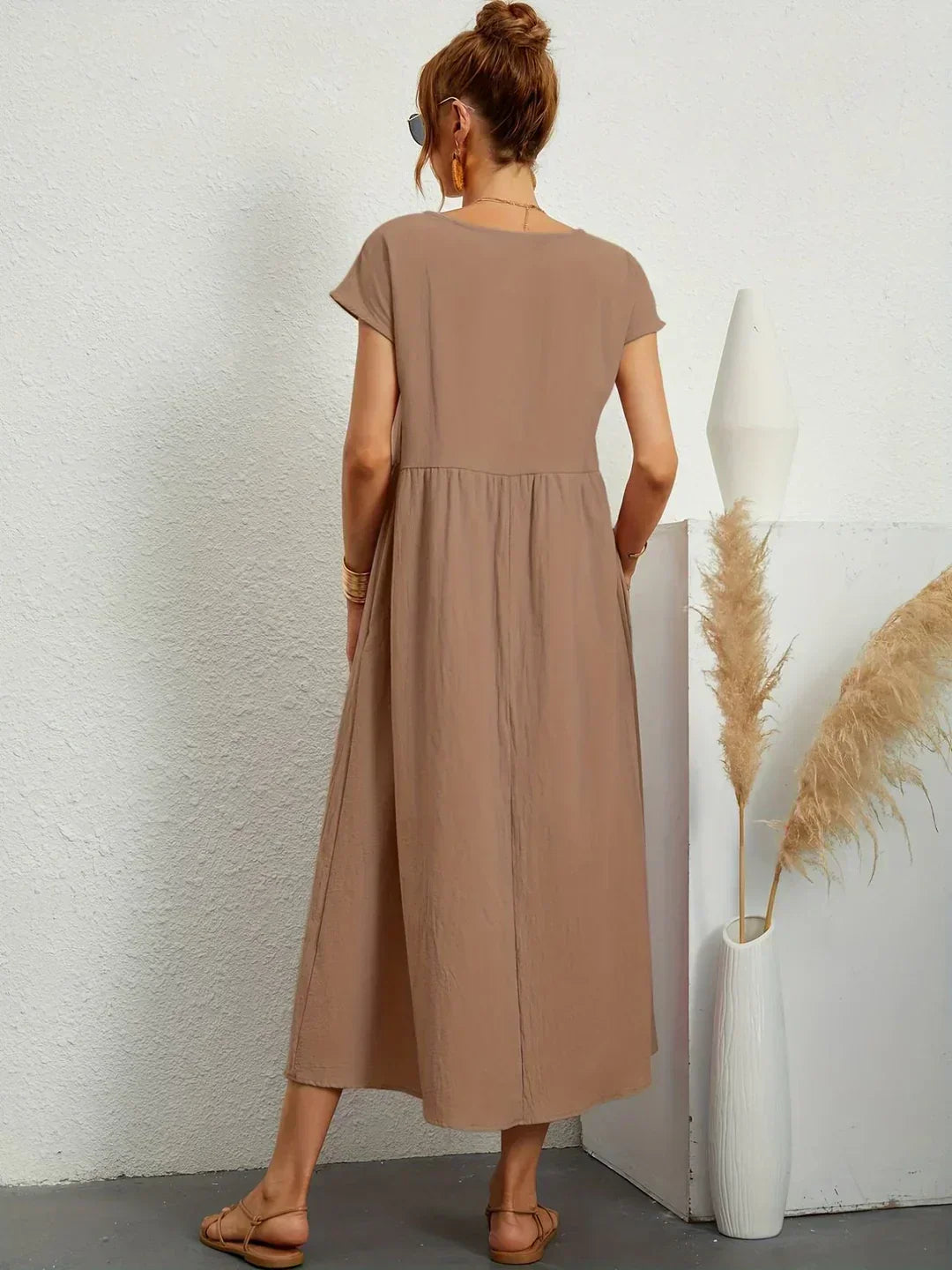 Quessara - Casual Midi Jurk met Vloeiende Snit