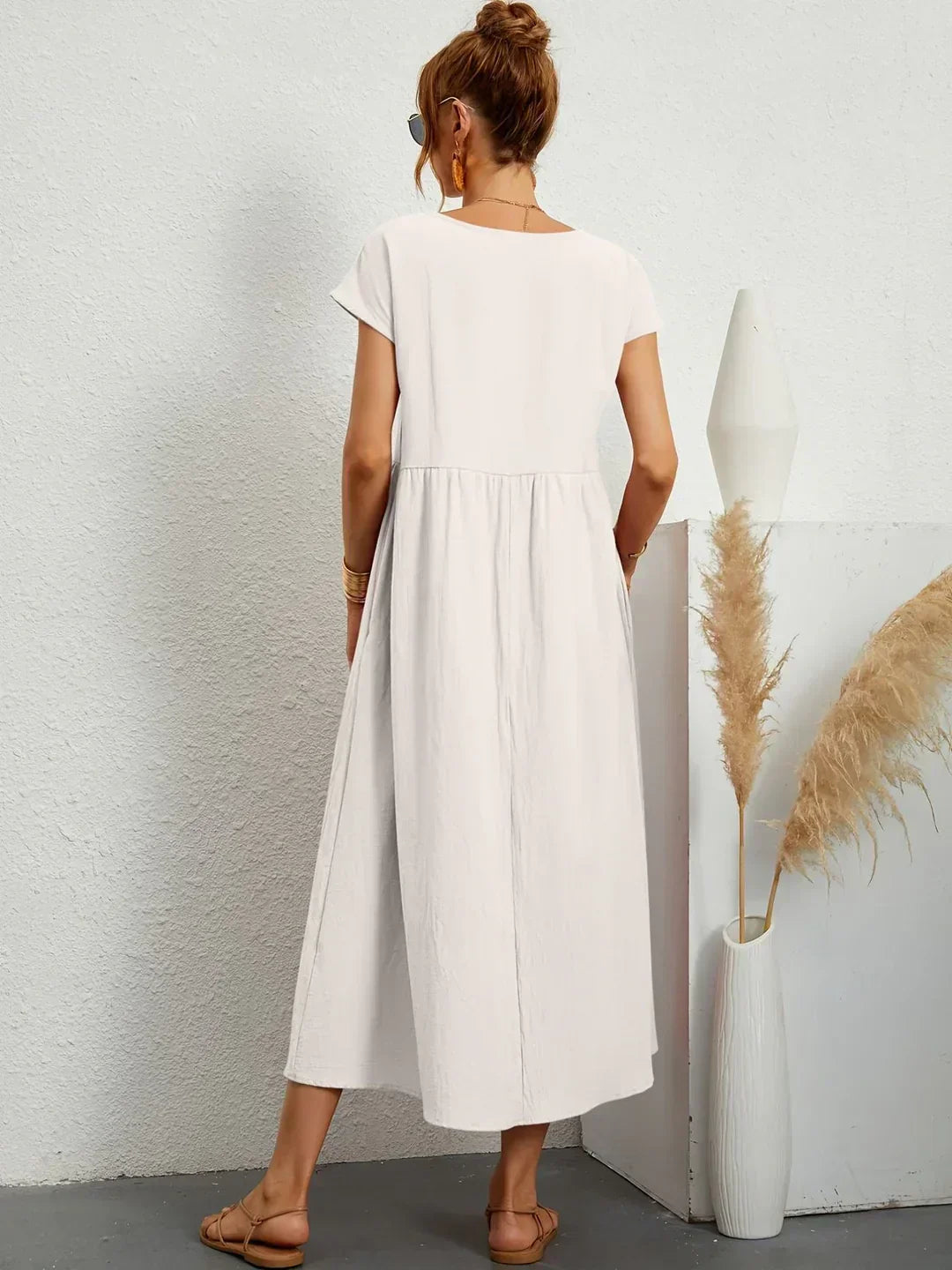 Quessara - Casual Midi Jurk met Vloeiende Snit