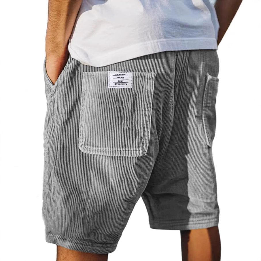 Gideon - Korte mannelijke corduroy shorts met elastische taille casual