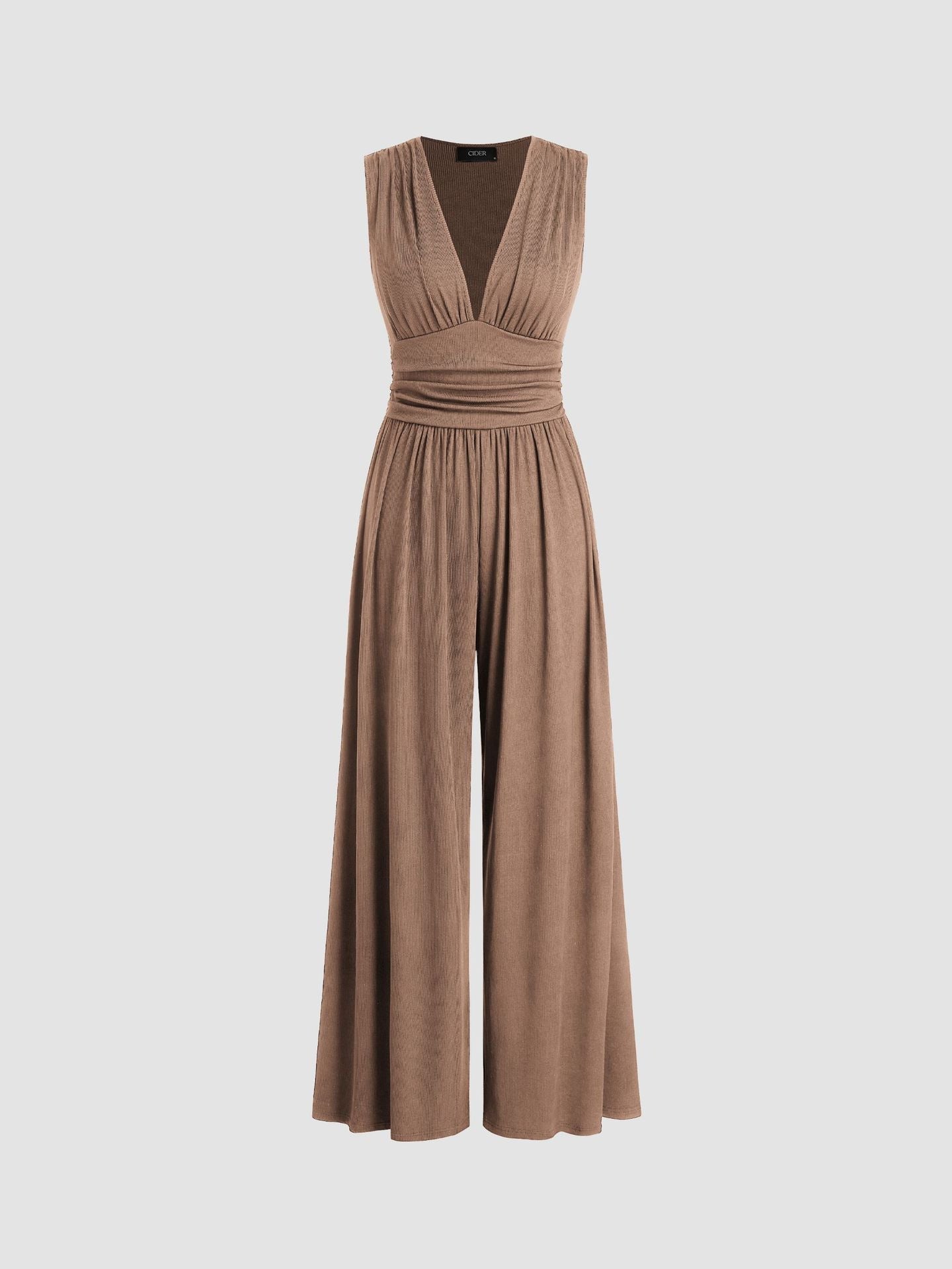 Aurevina - Dames jumpsuit zonder mouwen met V-hals en wijde benen