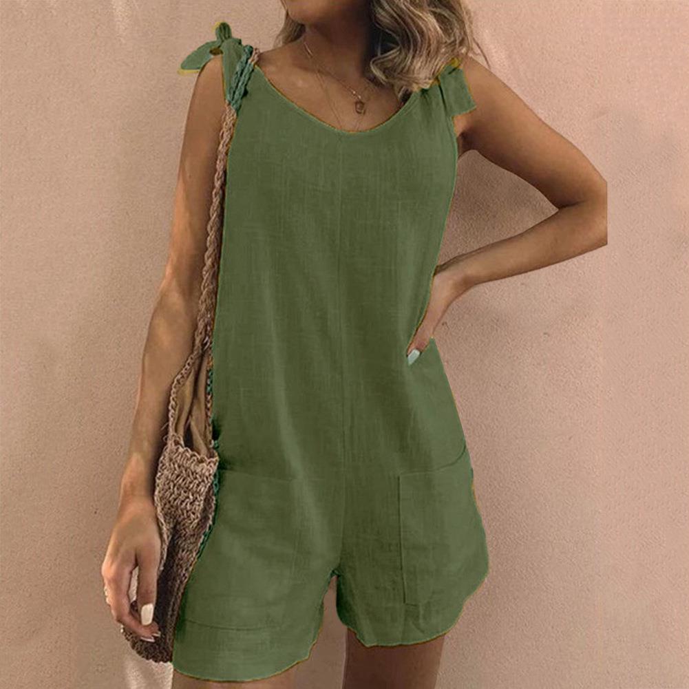 Thessara - Jumpsuit met strikbandjes en zakken