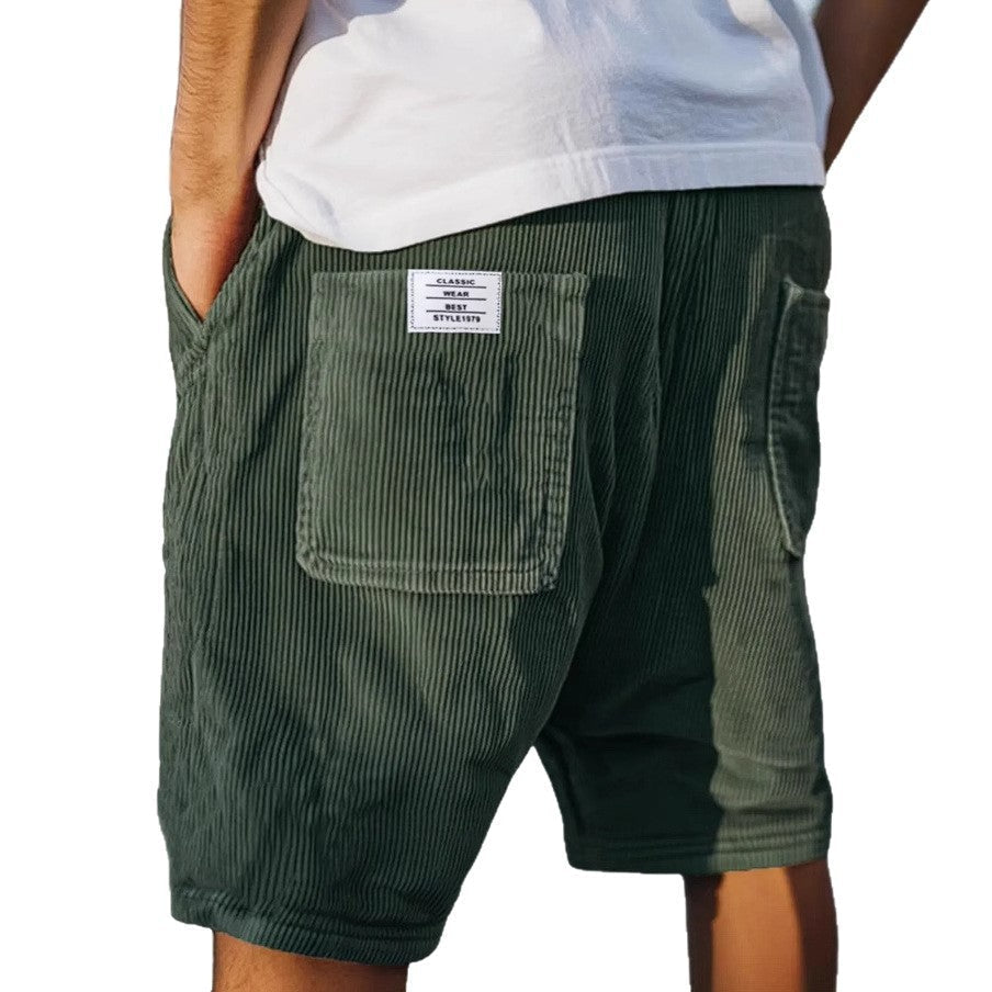 Gideon - Korte mannelijke corduroy shorts met elastische taille casual