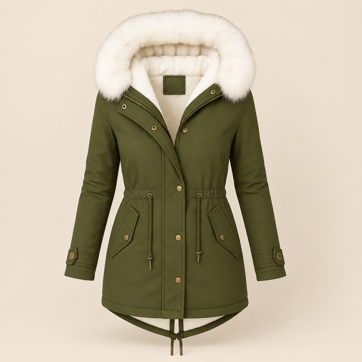 Charline - Lange parka voor dames met capuchon en verstelbare taille