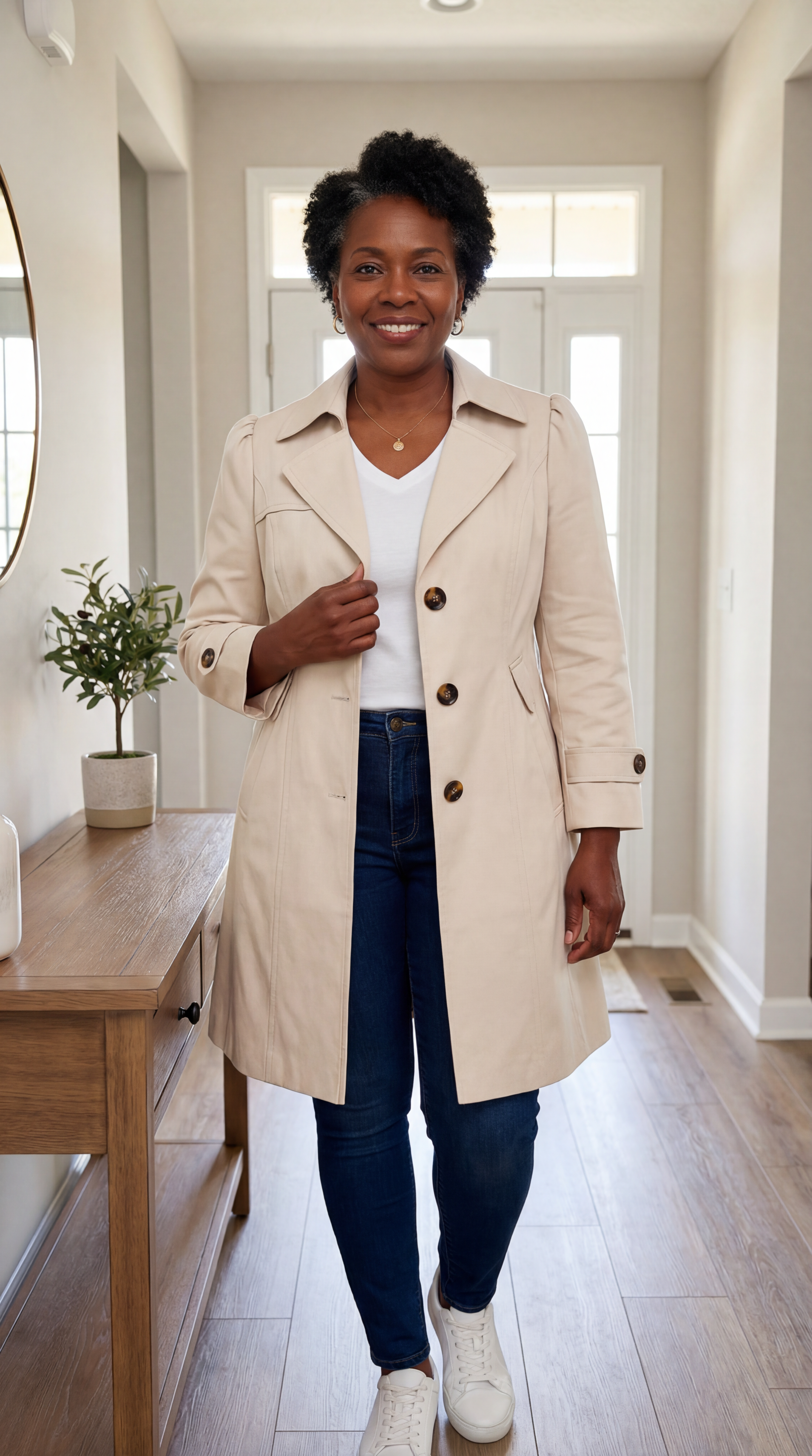 Glyorae - Elegante trenchcoat voor dames met een getailleerde pasvorm in tijdloos klassiek stijl