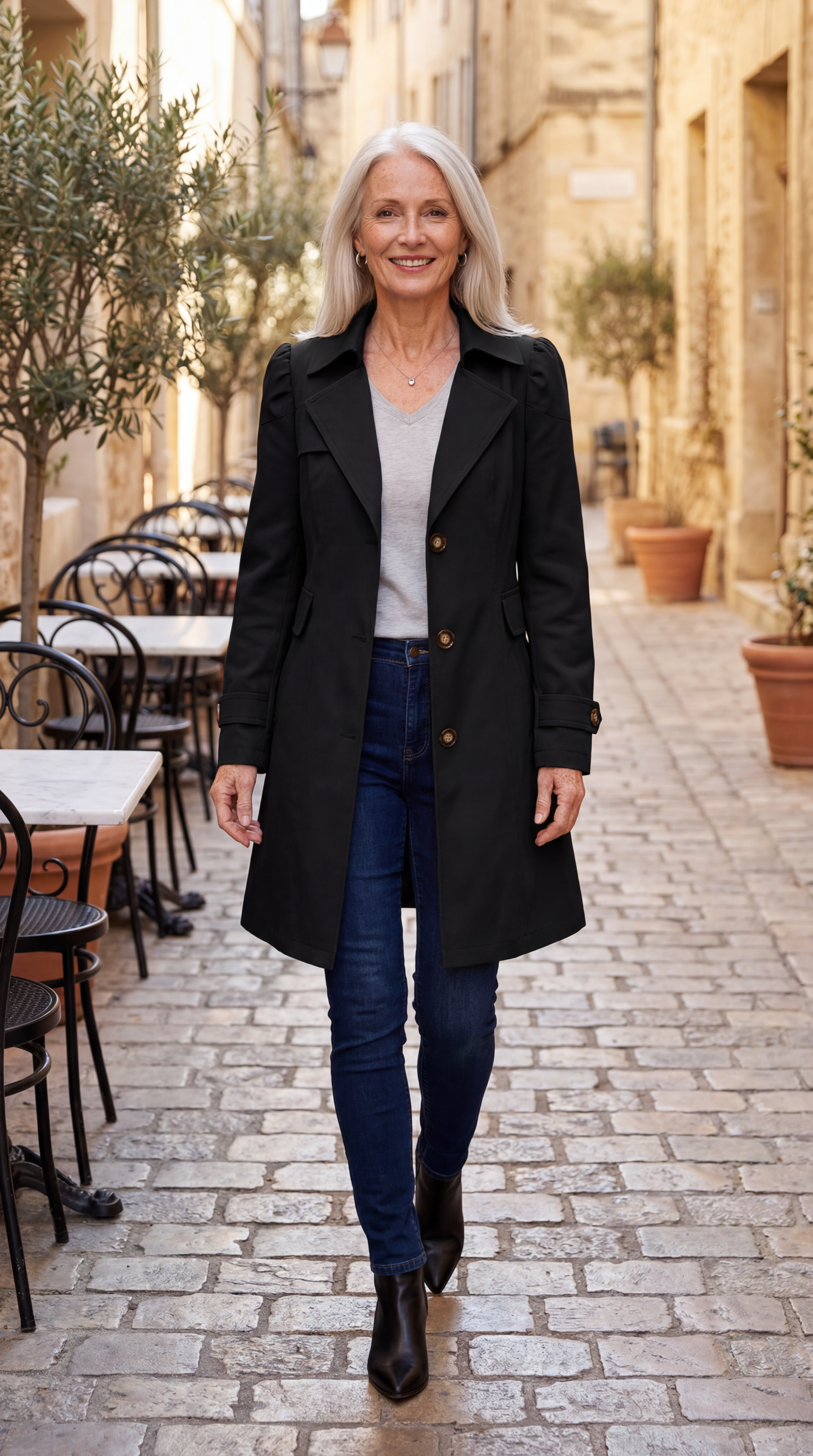 Glyorae - Elegante trenchcoat voor dames met een getailleerde pasvorm in tijdloos klassiek stijl