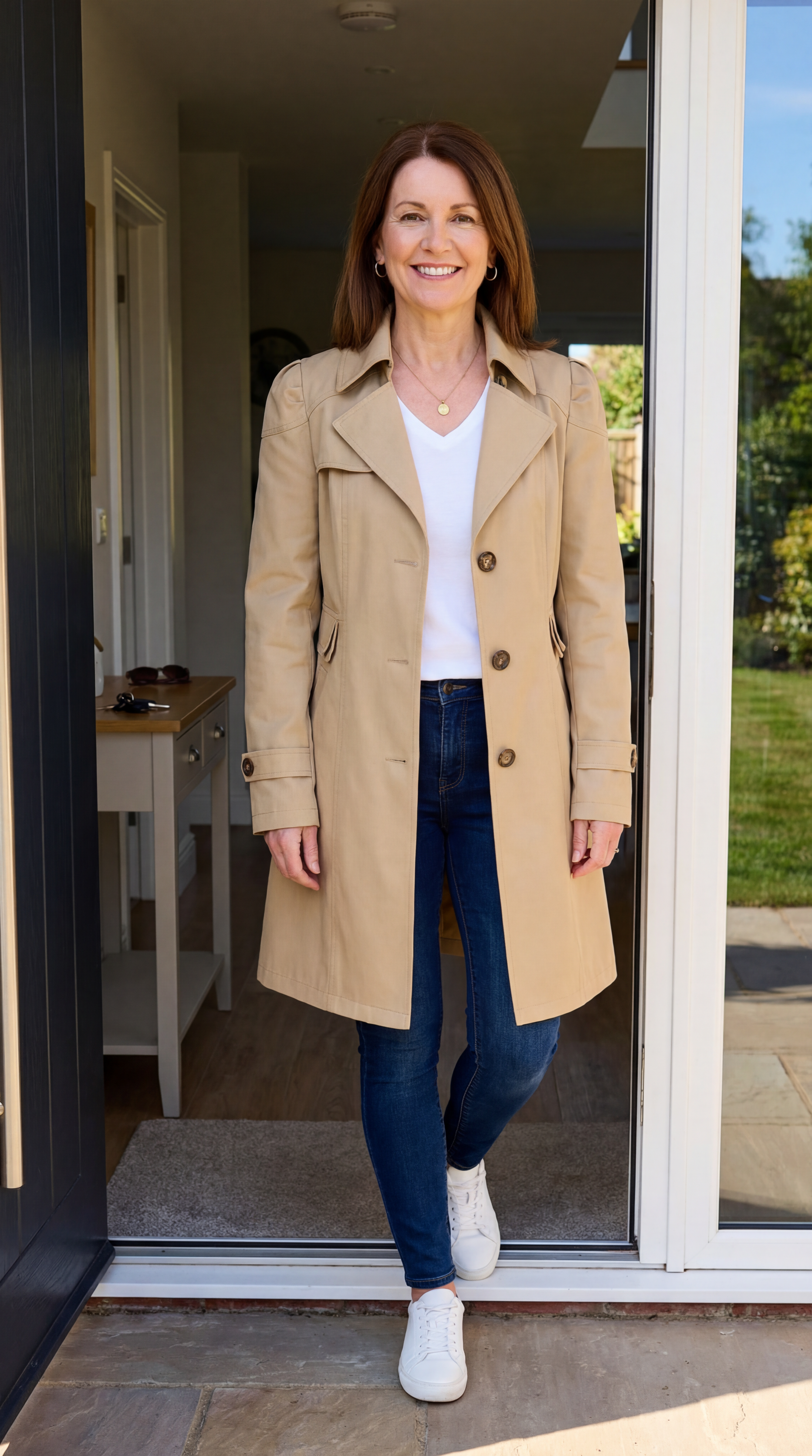 Glyorae - Elegante trenchcoat voor dames met een getailleerde pasvorm in tijdloos klassiek stijl