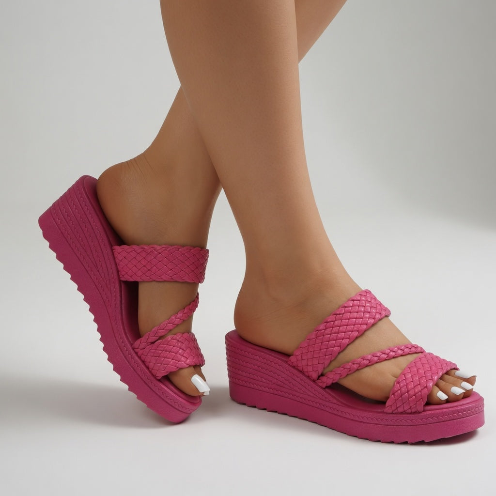 Hysoria - Dames sandalen met gevlochten hakken en gekruiste banden