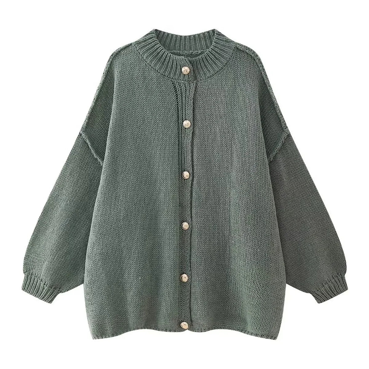 Lili - Oversized Trui met Metalen Knopen
