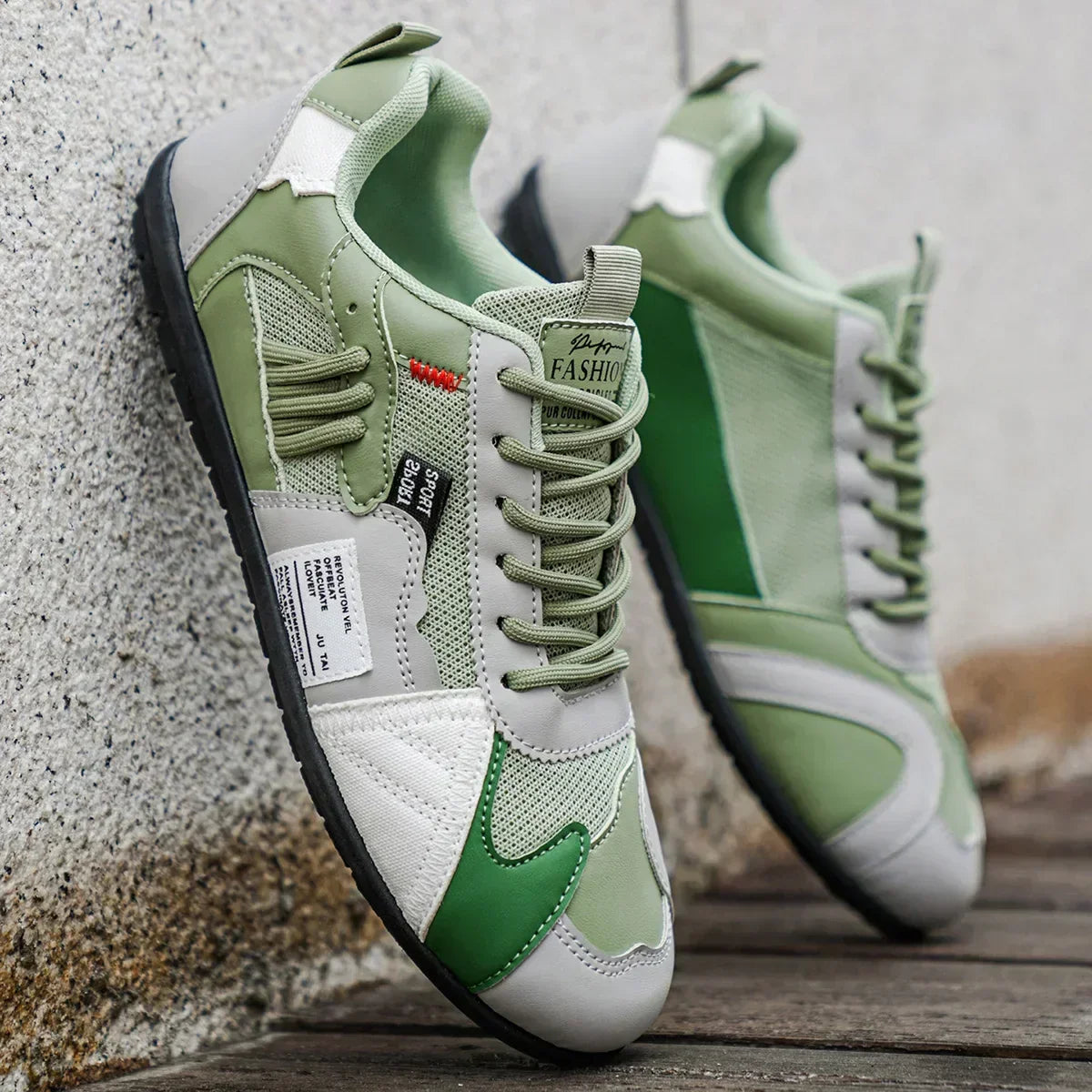 Jasper - Retro heren sneakers met veters en contrasterende details