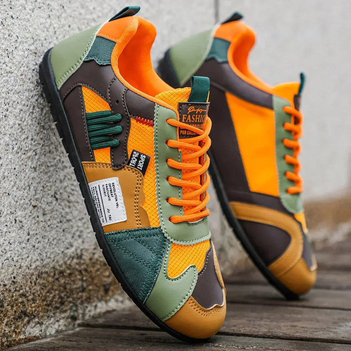 Jasper - Retro heren sneakers met veters en contrasterende details