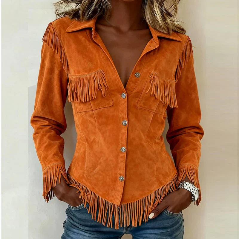 Faylarisse - Boheemse Suède Blouse met Fringes