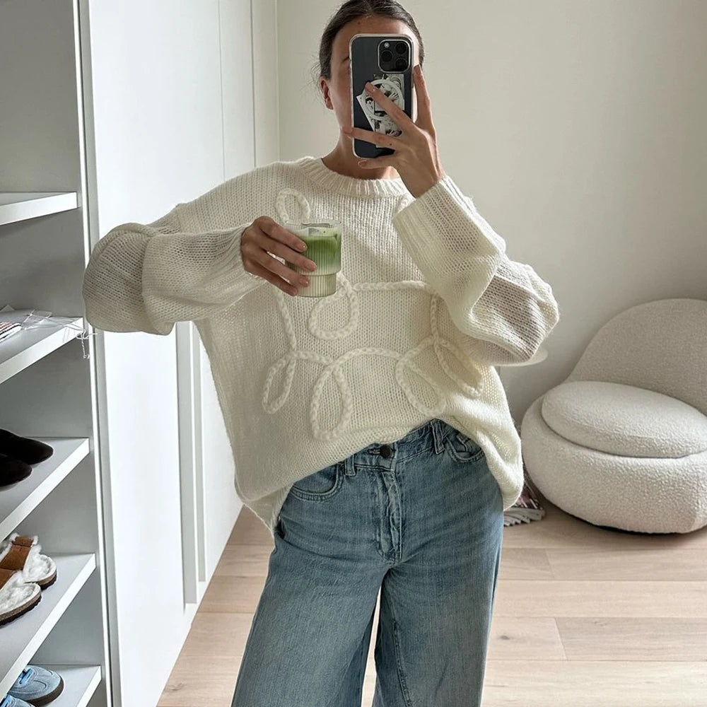 Sylvie - Casual Damestrui met Ronde Hals en Lange Mouwen