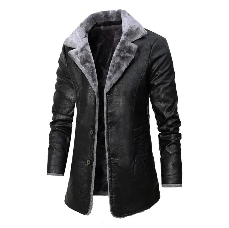 Tess - Elegante Wollen Jas met Mao-Kraag van Imitatiebont