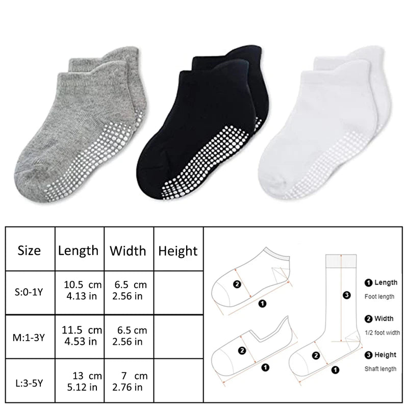 12 paires de chaussettes antidérapantes noires, blanches et grises pour tout-petits apprenant à marcher, chaussettes antidérapantes pour bébés