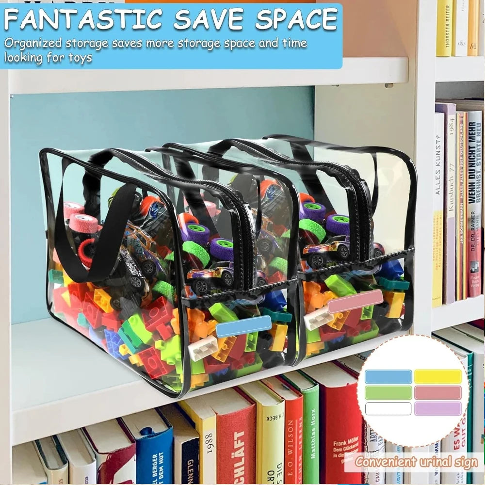 Grands sacs de rangement en PVC transparent pour jouets, sac de rangement en plastique réutilisable pour maquillage et cosmétiques, blocs de construction de Puzzle, 1/3/6/10/12 pièces