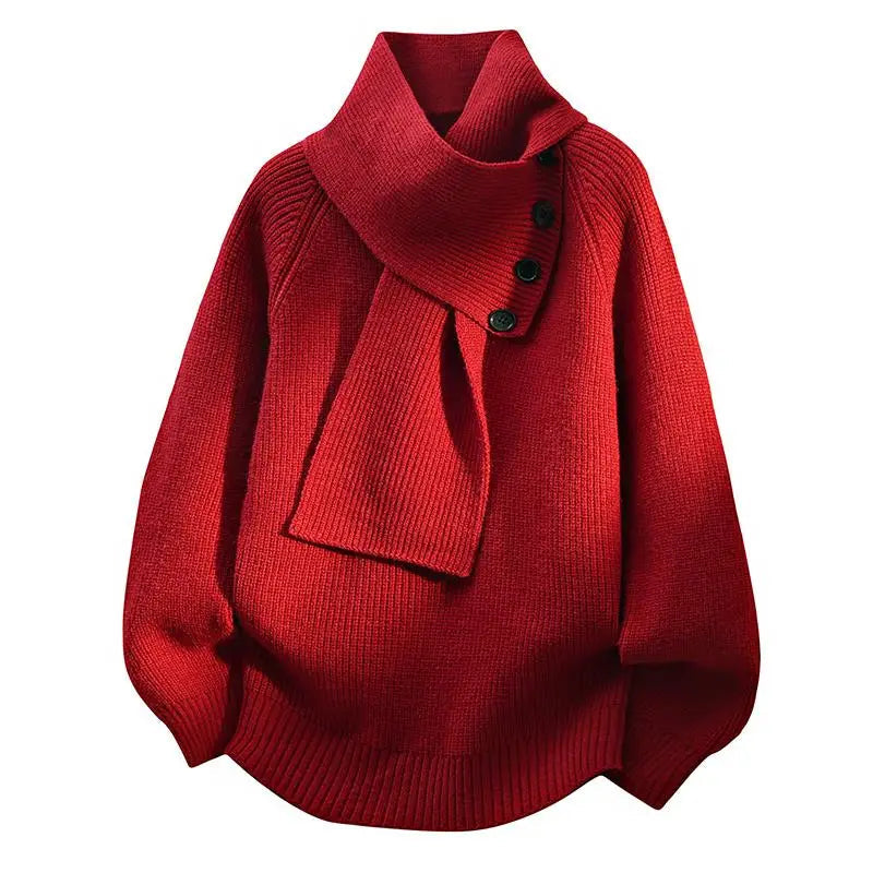 Selvarina - Elegante Trui met Sjaalkraag