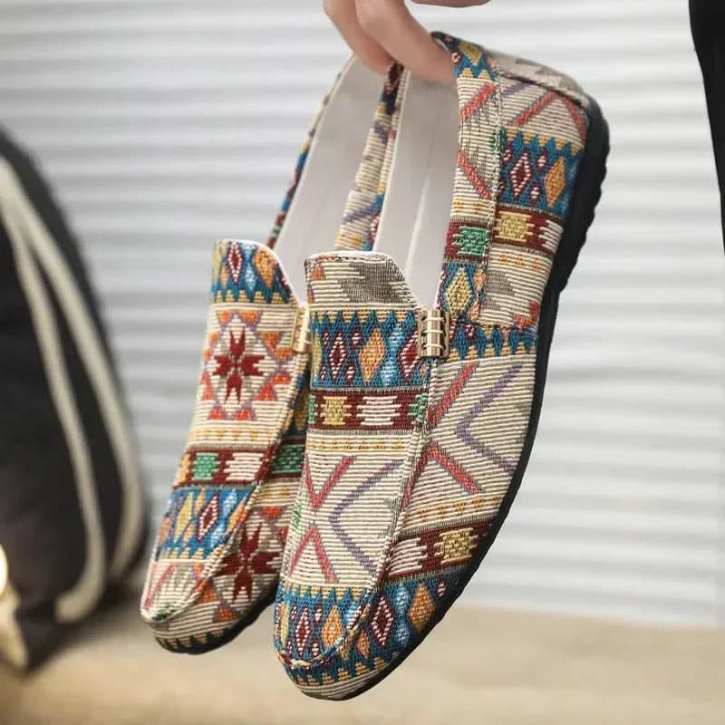 Mathis - Comfortabele heren mocassins met etnisch patroon
