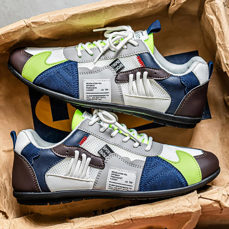 Jasper - Retro heren sneakers met veters en contrasterende details