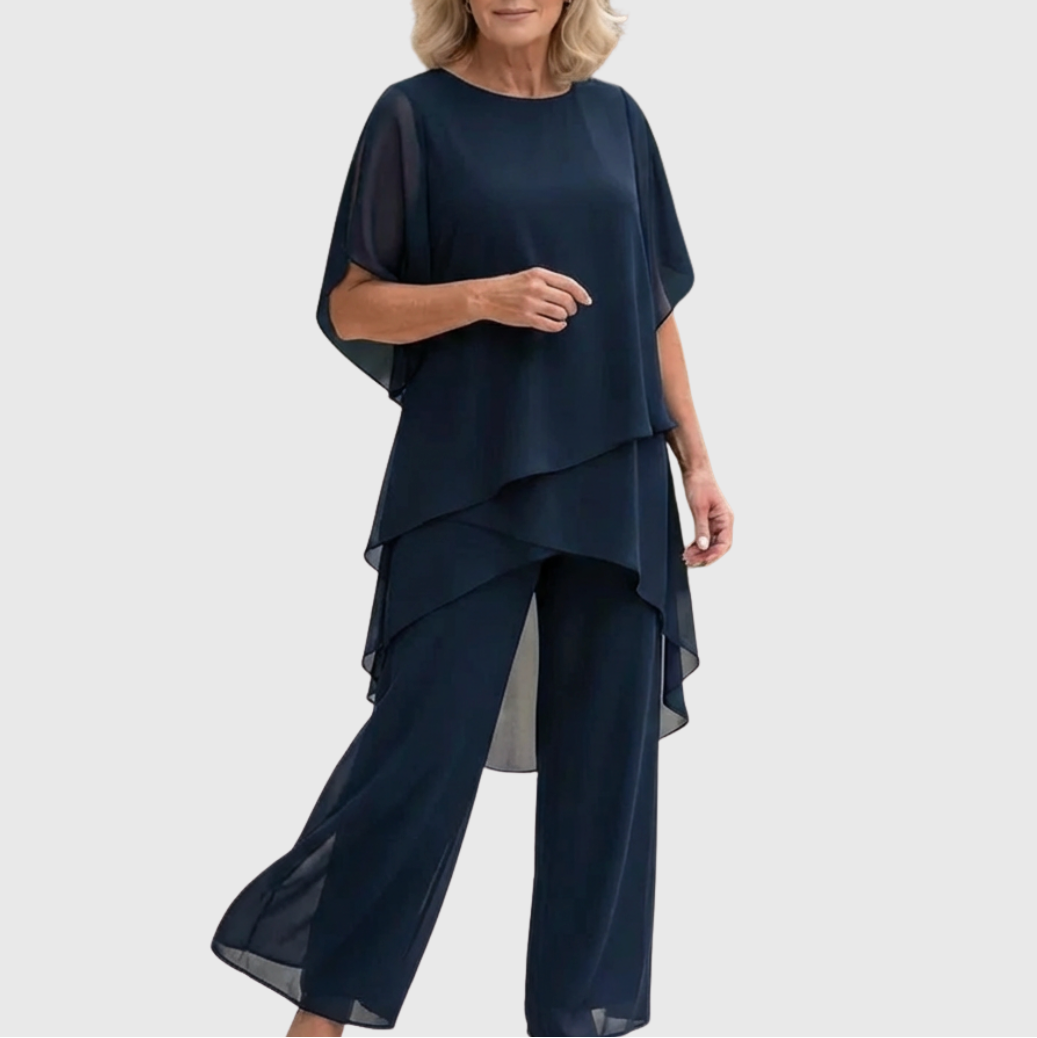 Fosira - Elegante Dames Set met Drapé Palazzo Broek