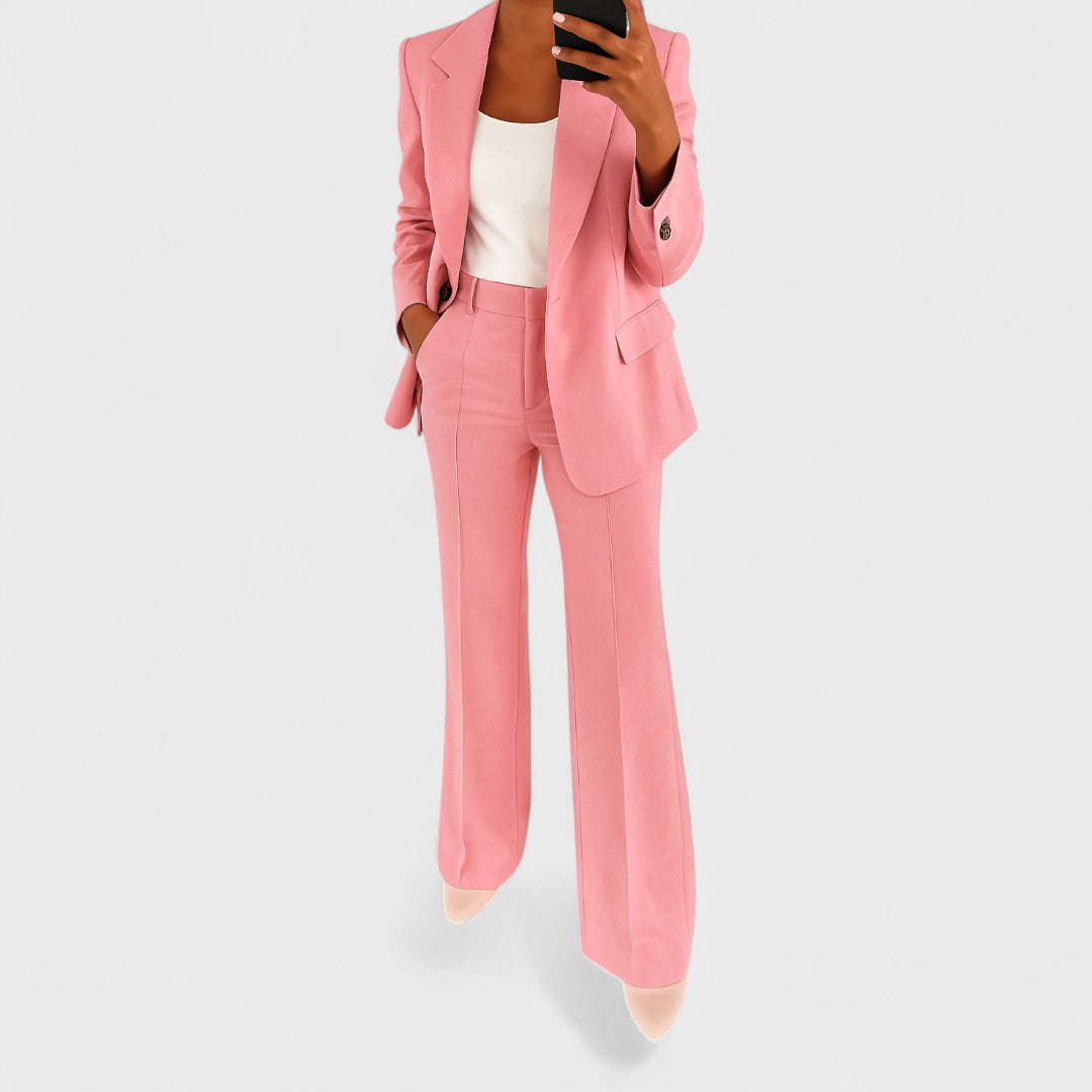 Marlou - Damespak met blazer en wijde broek