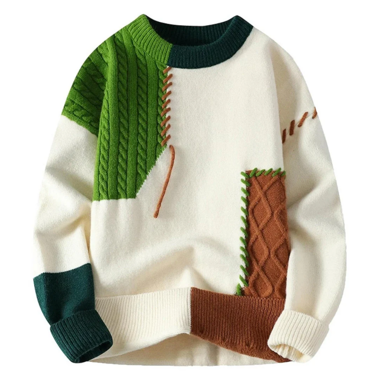 Jacqui - Moderne en Comfortabele Patchwork Trui