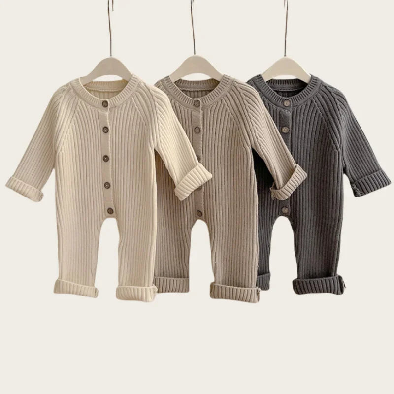2025 automne pull nouveau-nés infantile filles garçons une pièce vêtements tricot barboteuse solide bébé garçons combinaison épaissir tricots tenues