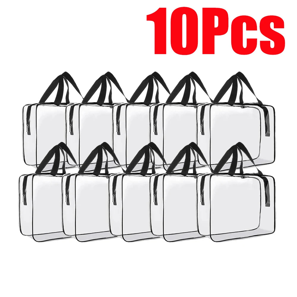 Grands sacs de rangement en PVC transparent pour jouets, sac de rangement en plastique réutilisable pour maquillage et cosmétiques, blocs de construction de Puzzle, 1/3/6/10/12 pièces