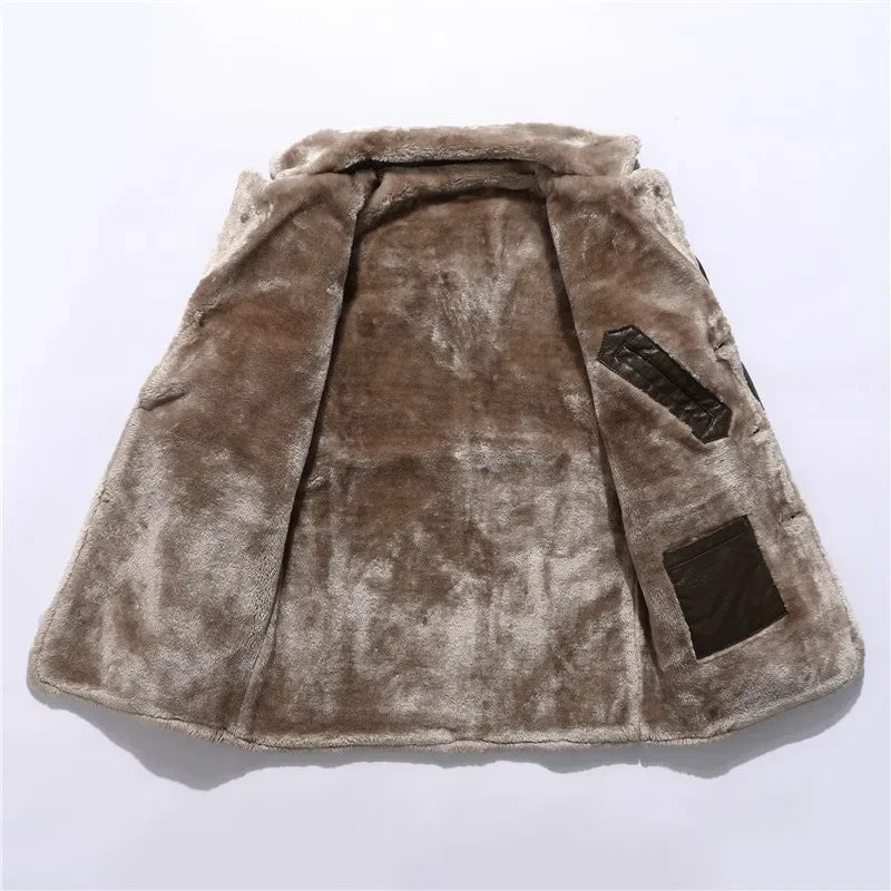 Tess - Elegante Wollen Jas met Mao-Kraag van Imitatiebont