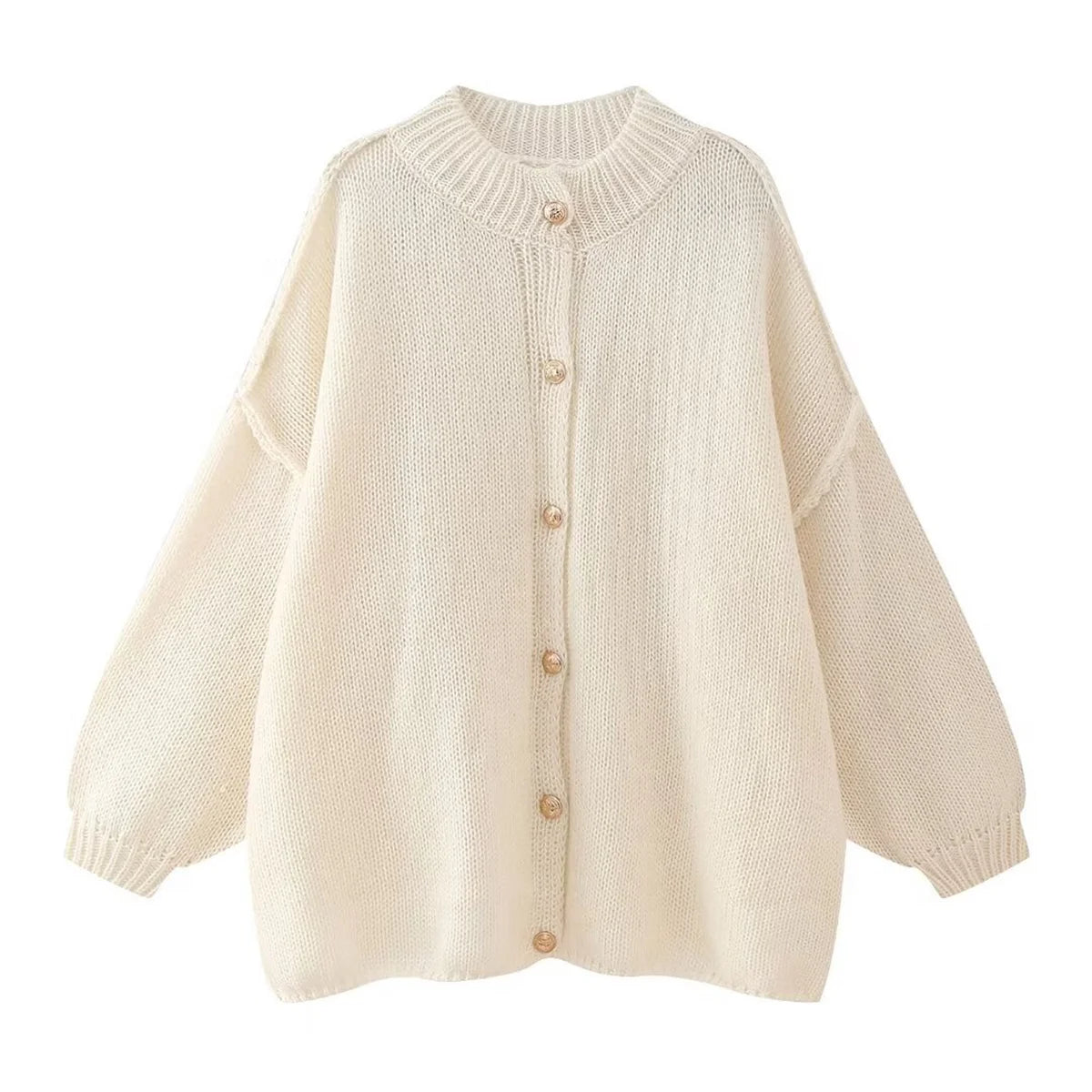 Lili - Oversized Trui met Metalen Knopen