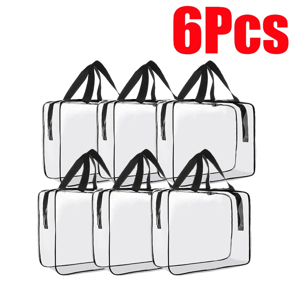 Grands sacs de rangement en PVC transparent pour jouets, sac de rangement en plastique réutilisable pour maquillage et cosmétiques, blocs de construction de Puzzle, 1/3/6/10/12 pièces