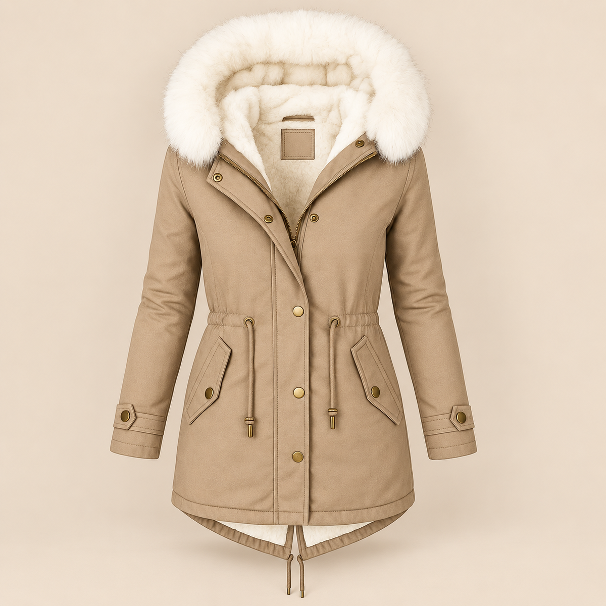 Charline - Lange parka voor dames met capuchon en verstelbare taille