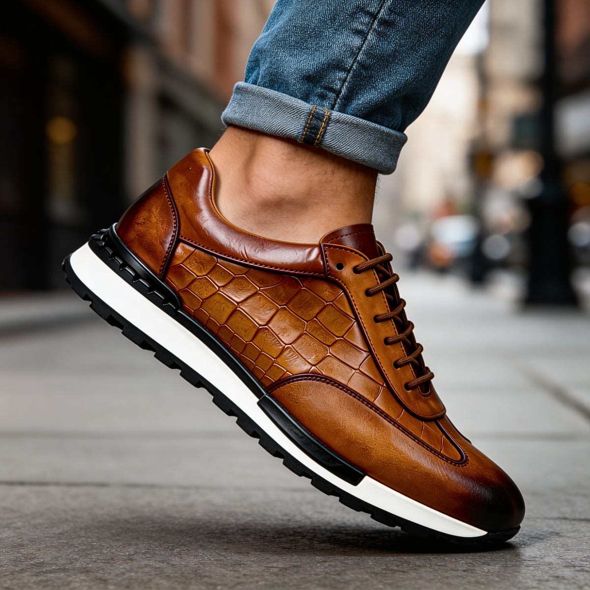 Samuel - Heren sneakers van echt leer met elegante veters