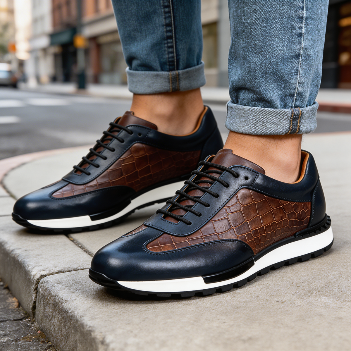 Samuel - Heren sneakers van echt leer met elegante veters