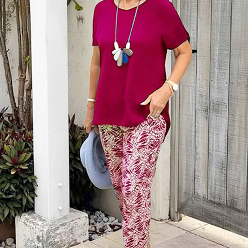 Ixoria - Tweedelige set van casual katoen met een broek met prachtige print