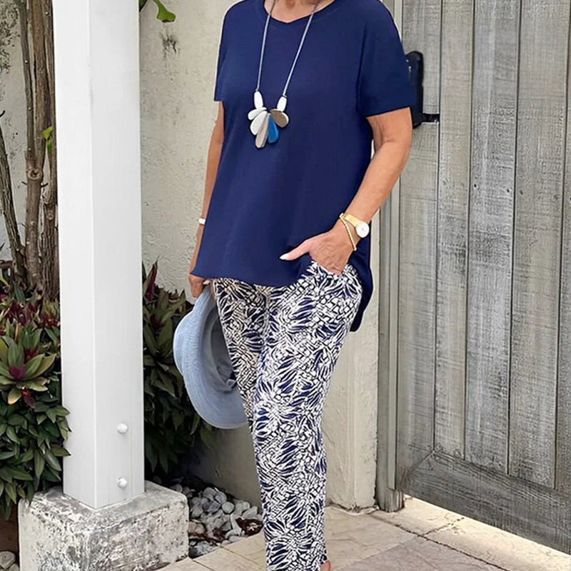 Ixoria - Tweedelige set van casual katoen met een broek met prachtige print