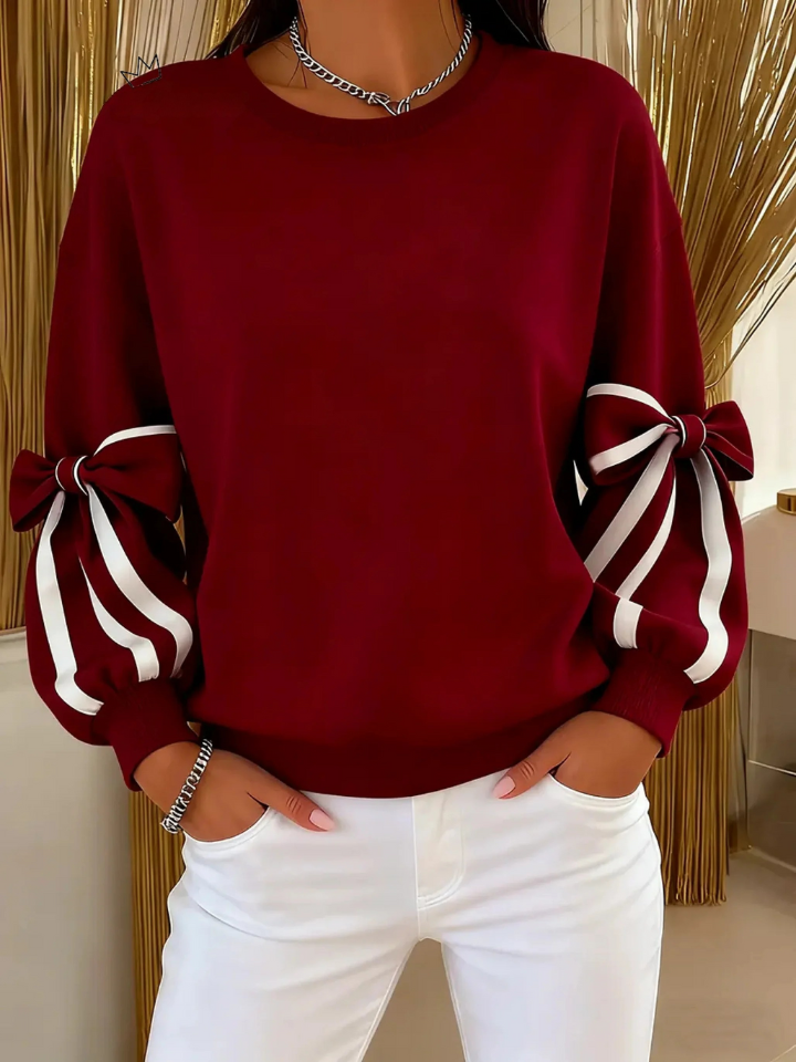 Fioravelle - Sweatshirt met Ronde Hals en Geknoopte Mouwen