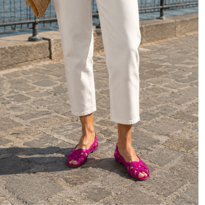 Vespera - Vrouwen platte gevlochten sandalen met open teen