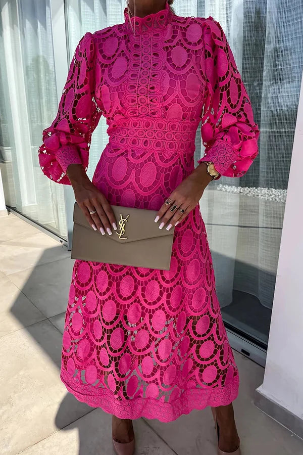 Ellie - Elegante midi-jurk met gehaakte mouwen