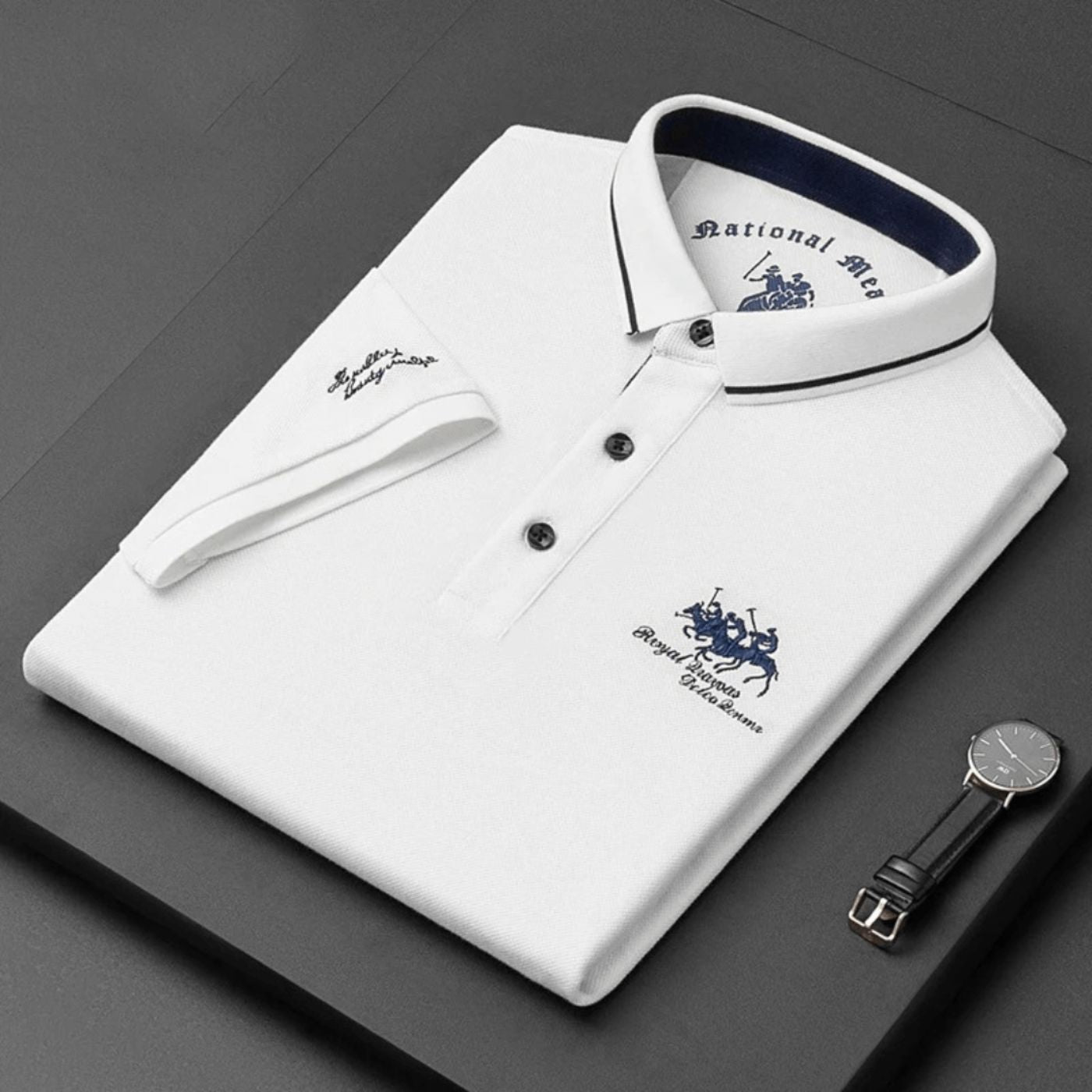 Evren - Geborduurd herenpolo van ademend polyester