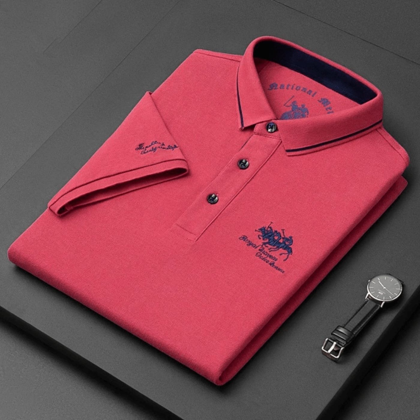 Evren - Geborduurd herenpolo van ademend polyester