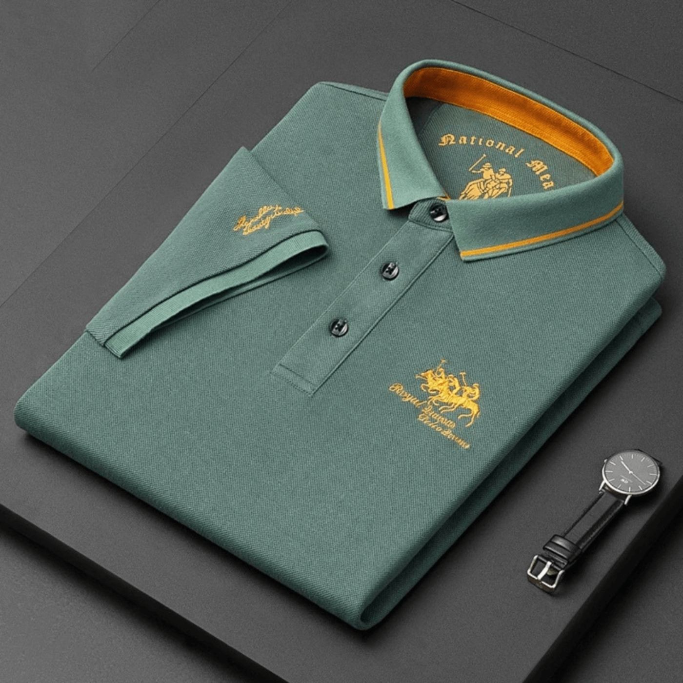Evren - Geborduurd herenpolo van ademend polyester