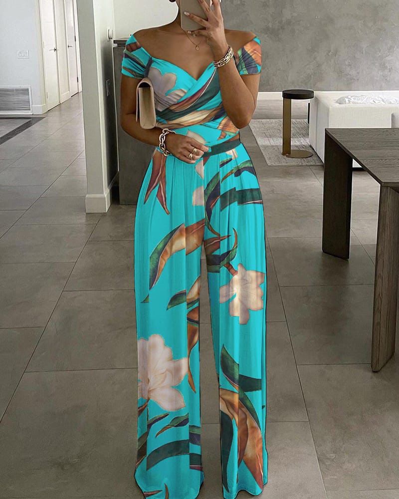 Thalina - Meerkleurige Katoenen Stretch jumpsuit